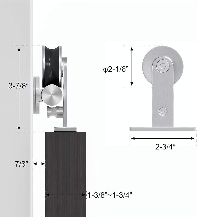 WINSOON Barn Door Hardware Kit 8FT: Brushed Nickel Heavy-Duty Smoothly Quietly - Image 7