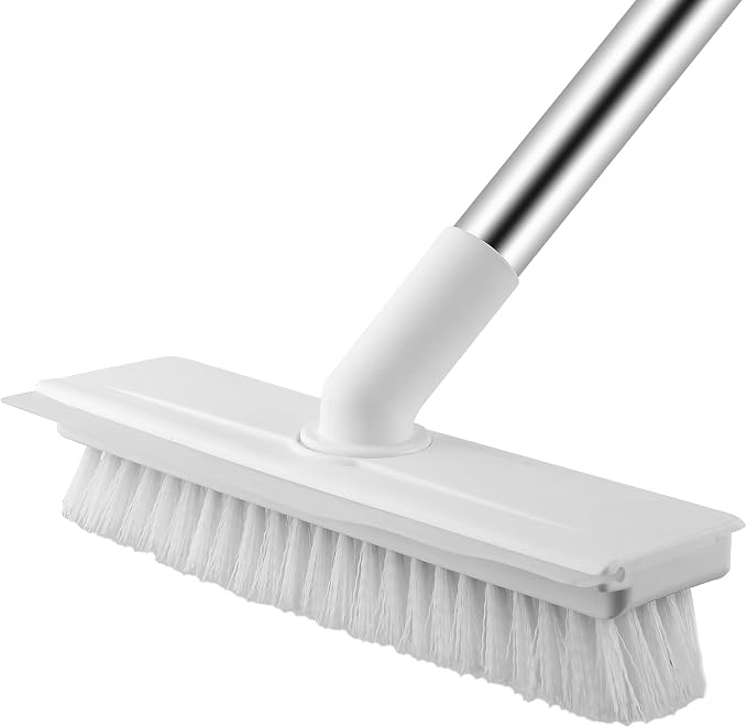 Floor Scrub Brush with Long Handle, 2 in 1 Scrape Brush Stiff Bristle Floor by ZHAYAO
