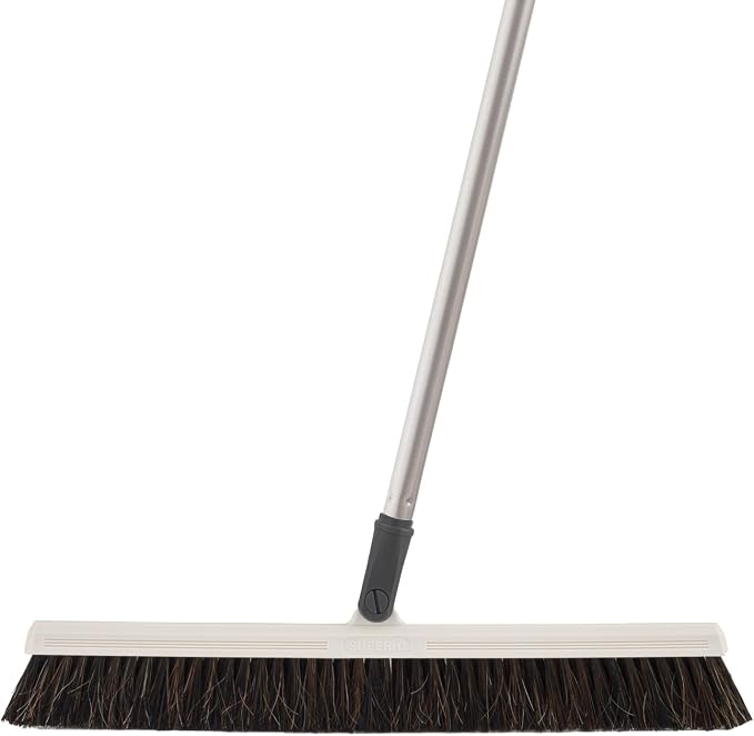 Horse Hair Broom for Hardwood Floors – 18" Soft Bristle Narrow Thin Swivel by Superio