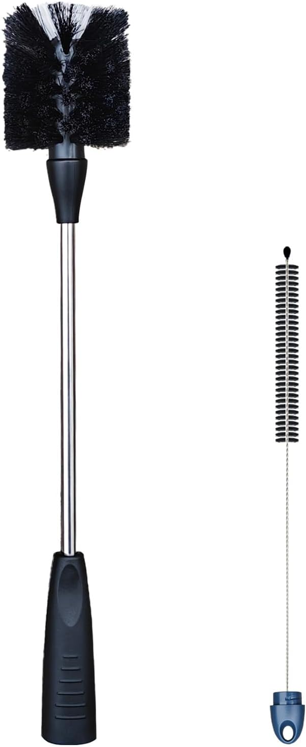 2 in 1 Long Handle Bottle with Straw Brush Cleaner Set, Stainless Steel Water by Tesdluy