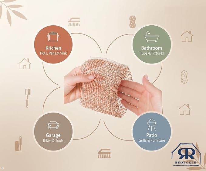 Redecker XL Copper Scrubbing Cloths – 2-Ply Woven Real Copper Cleaning Pads - Image 5