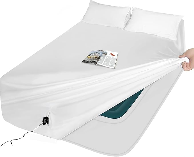 Air Mattress Sheets - 2 Pieces Set - Suitable for Inflatable mattresses 18 inches deep - can be inflated Without disassembly, Convenient, Sturdy, Easy to use air Bed Sheet (White, Twin)