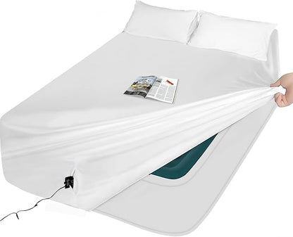 Air Mattress Sheets - 2 Pieces Set - Suitable for Inflatable mattresses 18 inches deep - can be inflated Without disassembly, Convenient, Sturdy, Easy to use air Bed Sheet (White, Twin)