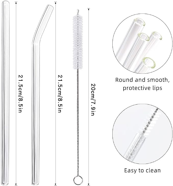 16 Pack Reusable Glass Straws, Milkshakes - Image 2