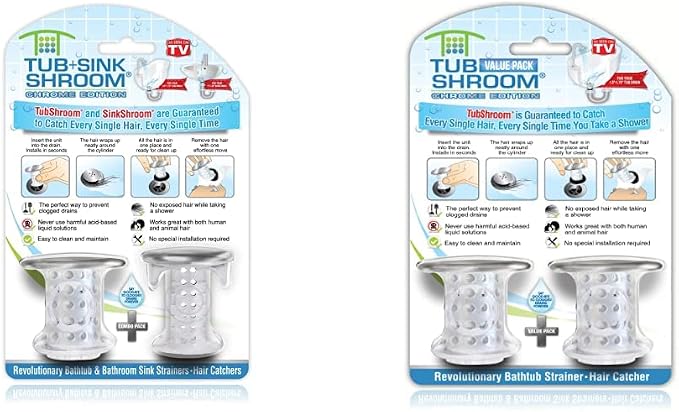 TubShroom and SinkShroom Drain Protectors Hair Catchers by TubShroom