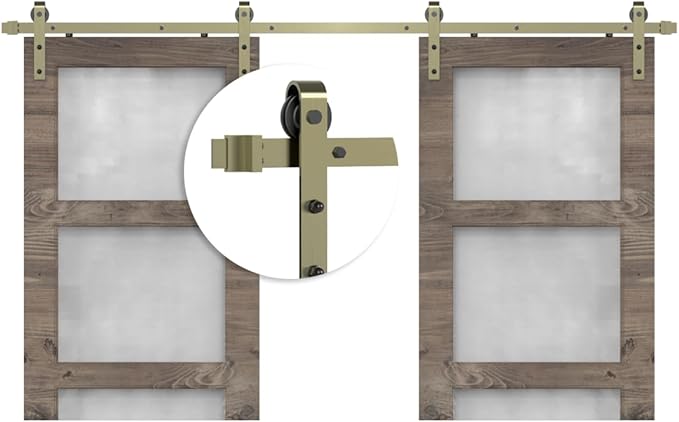 16FT Classic Brass Sliding Barn Door Hardware Kit by KINMADE