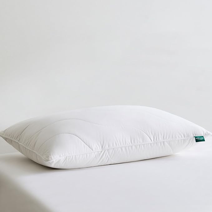 Three Geese White Goose Feather Down Pillows Queen Size Set of 1-100% Cotton, Medium Firm,Soft Support