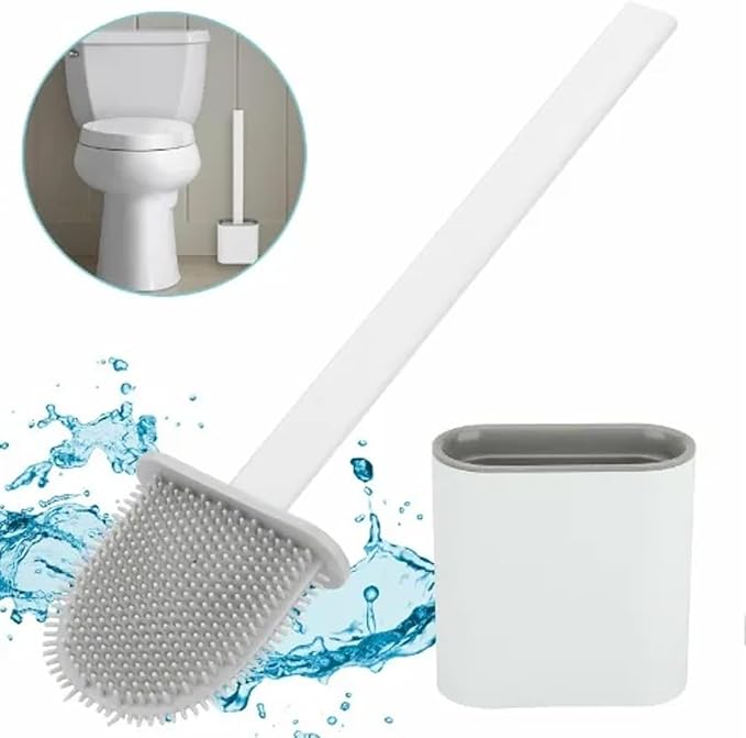 Toilet Brush Silicone and Holder Set – Pack of 1 Wall Mounted Toilet Brush by WeArtLeaves