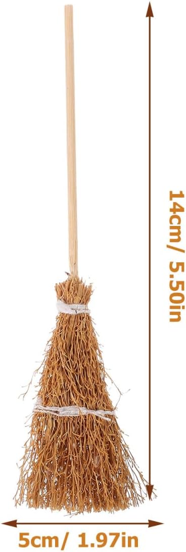 ibasenice Mini Hand-Woven Broom Dollhouse Decor 1 12 Scale Miniature Broom Props - Image 4