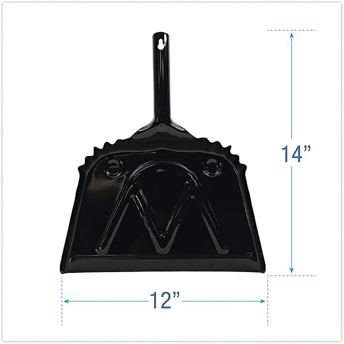 Boardwalk 04212 Metal Dust Pan 12" Wide 2" Handle Black 12/Carton - Image 2