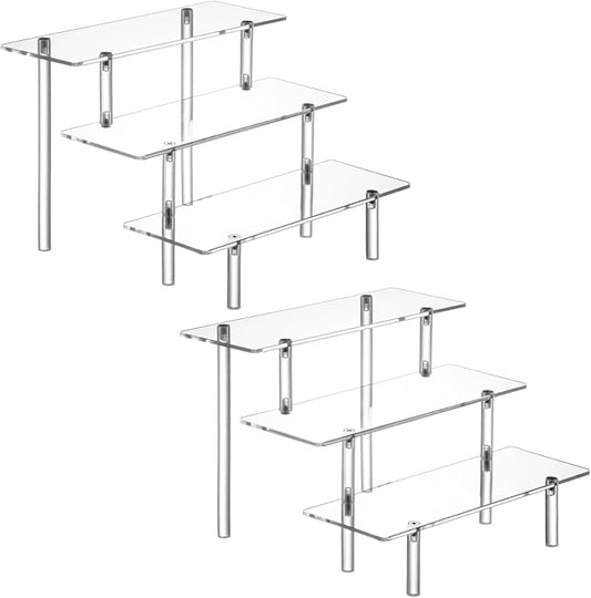 HENABLE 2PCS Acrylic Display Risers, 3 Tier Clear Cupcake Stand Risers by HENABLE