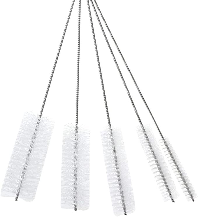 10" Tube Cleaning Brush Set, 5 Pack Large, Extra Long Nylon Straw Brushes by TheScoopie