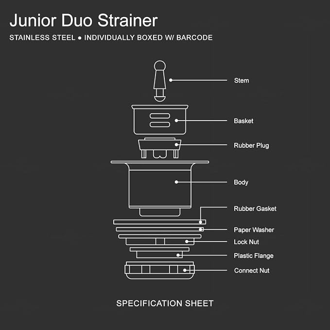 Highcraft 9773 Bar/Prep Sink 2 1/2 Junior Duo Stainless Steel Drain Assembly - Image 7