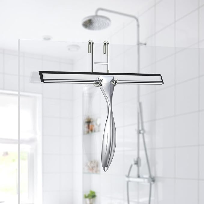 Shower Squeegee for Glass Door 12-Inch Stainless Steel Bathroom Squeegee Window - Image 4