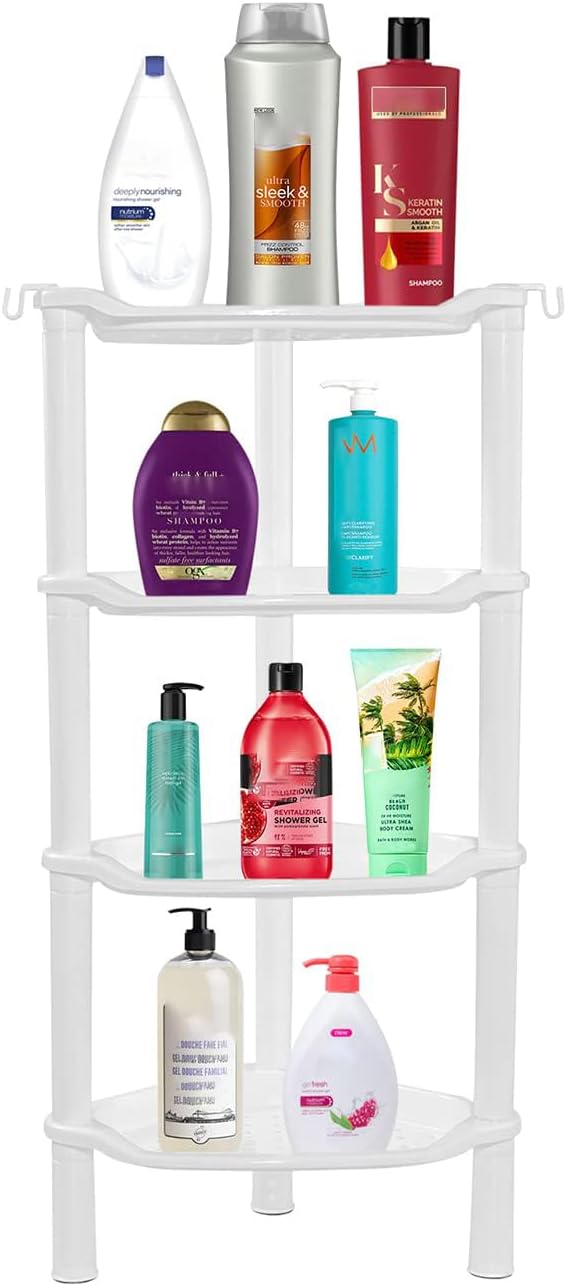 4 Tier Corner Shower Caddy, Plastic Shower Organizer - Image 4