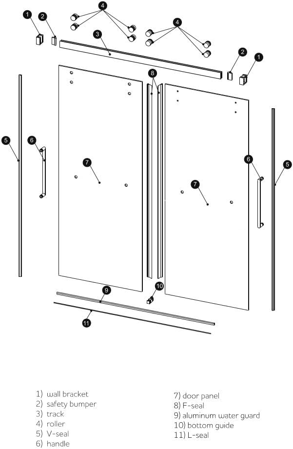 Monaco 56.5-60" W x 78" H 3/8" Twinglide Frameless Shower Door - Image 9