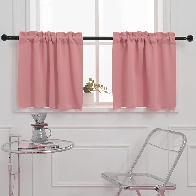 Pickluc Cafe Kitchen Curtains 36 Inches Long 2 Panels, Short Black Out Curtain by PICKLUC