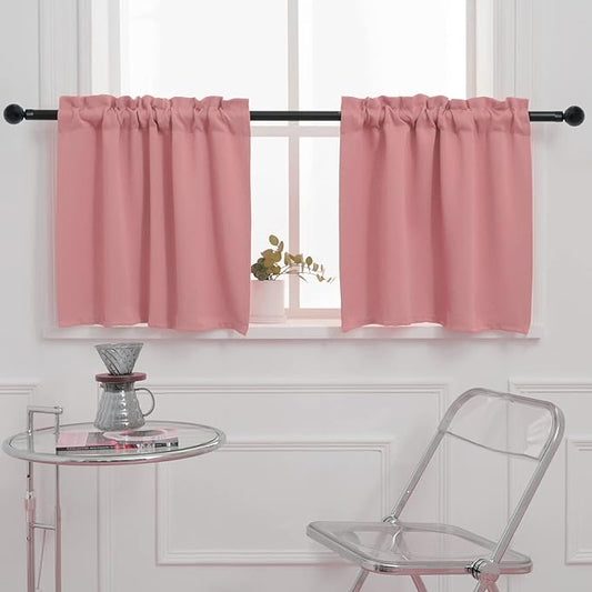 Pickluc Cafe Kitchen Curtains 36 Inches Long 2 Panels, Short Black Out Curtain by PICKLUC
