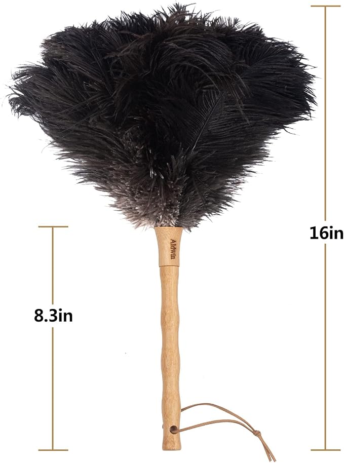 Aldwin Ostrich Feather Duster, 16 inch Black Genuine Ostrich Feathers - Image 2