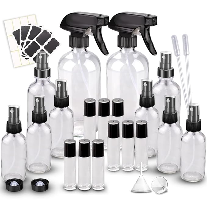 Glass Spray Bottle Kit×10, 9×10 ml Roller Bottles, Anti UV, Suitable by Loretoy