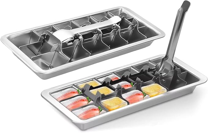 2 Pcak 18-Slot Ice Cube Trays Stainless Steel by Clipore