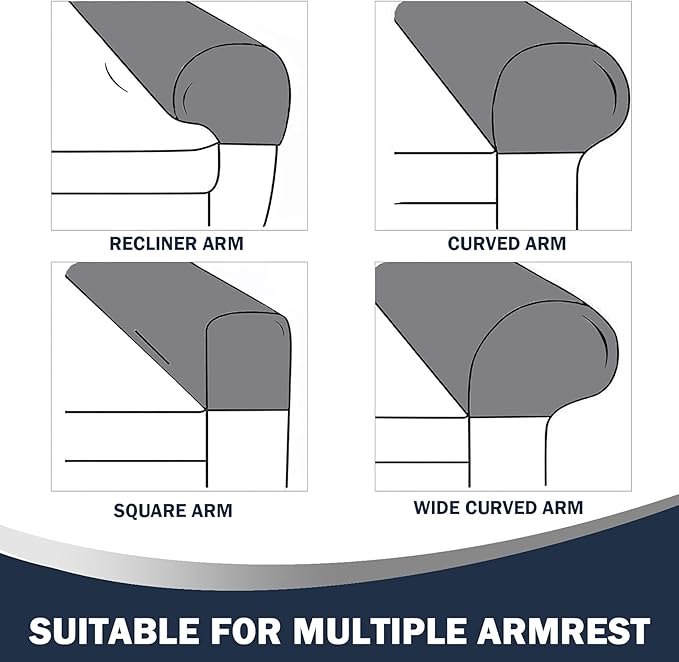 Stretch Sofa Arm Covers Spandex Jacquard Anti-Slip Couch Arm Covers with Sticker Furniture Armrest Protector for Sofa Couch Chair Recliner, Set of 2, Deep Teal