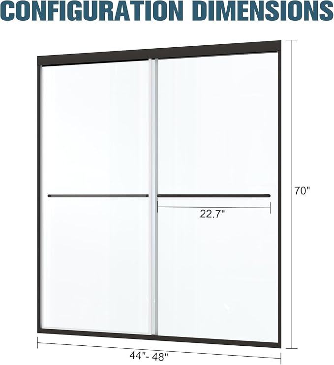 Bypass Glass Shower Door 50-54" W x 70" H - Image 7
