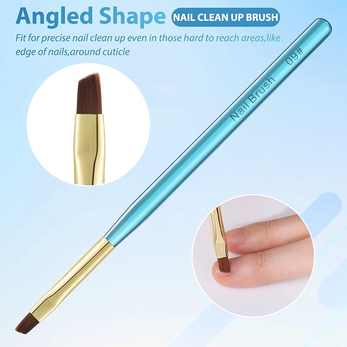 Metal Blue Nail Art Clean Up Brushes - Image 5