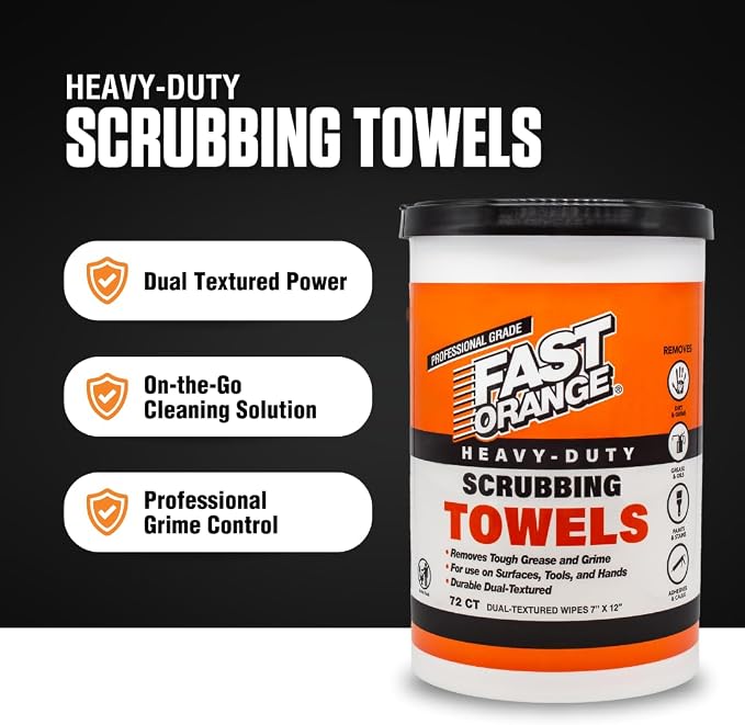Fast Orange Heavy Duty Scrubbing Towels Removes Tough Grease, Glue and More - Image 4