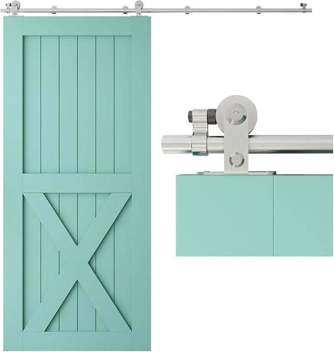 TSMST 5FT Sliding Barn Door Hardware Kit, Top Mount Stainless Steel Heavy Duty - Image 2