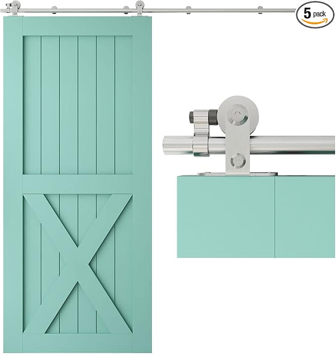 TSMST 6.6FT Sliding Barn Door Hardware Kit, Top Mount Stainless Steel Heavy by TSMST