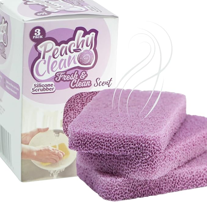 Peachy Clean Silicone Dish Sponge Scrubbers, Fresh & Clean Scent, Non-Scratch by PeachyClean