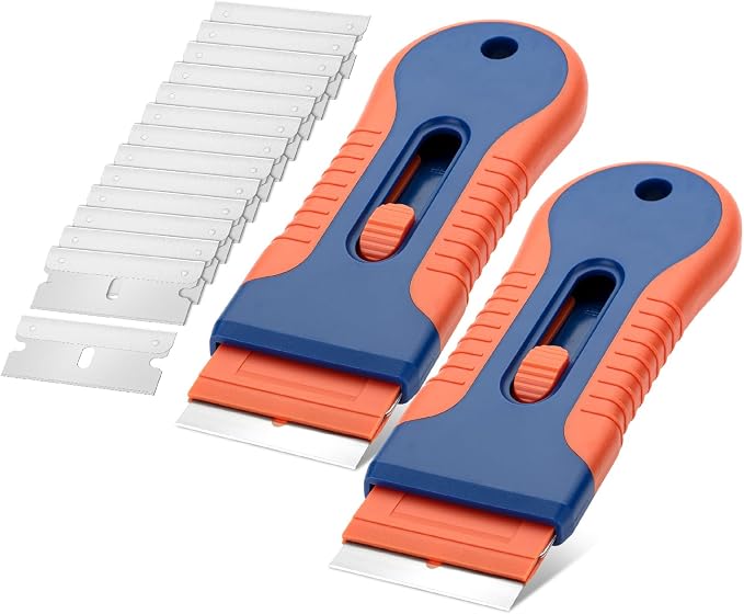 Bates- Razor Blade Scraper Tool, 2 Pack, 30 Extra Steel Blades, Anti-Slip by BatesChoice