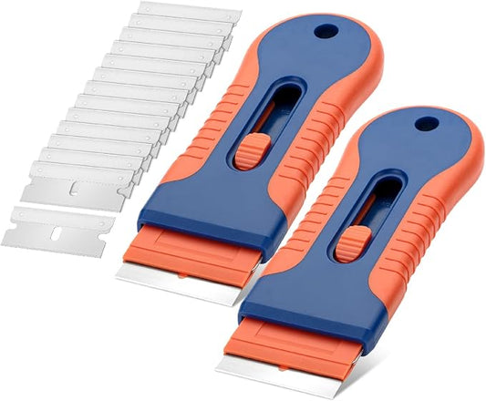 Bates- Razor Blade Scraper Tool, 2 Pack, 30 Extra Steel Blades, Anti-Slip by BatesChoice