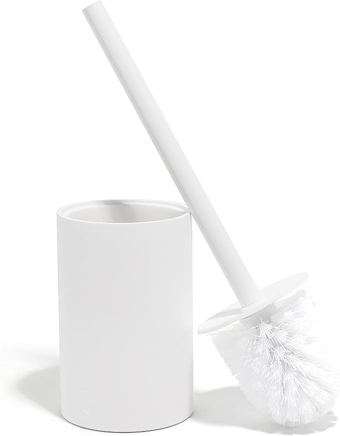 Matte White Toilet Bowl Brush for Bathroom by YEWDesign
