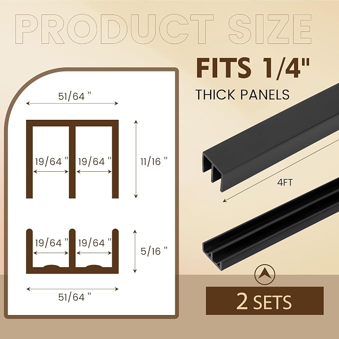 Fancat 2 Sets 48" Plastic Sliding Door Track Set - Image 2