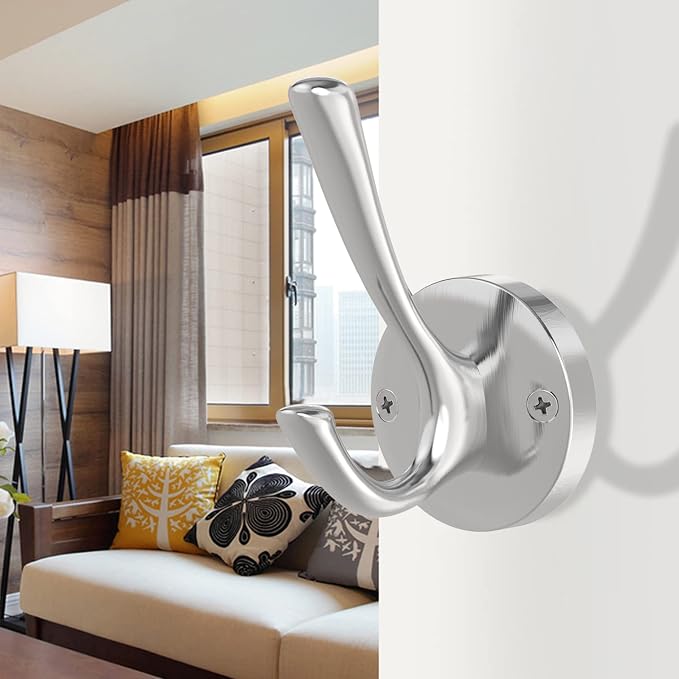 Brushed Nickel Robe Hooks Towel Hooks, 3 Pack Coat Hook Heavy Duty Mudroom Hook - Image 7