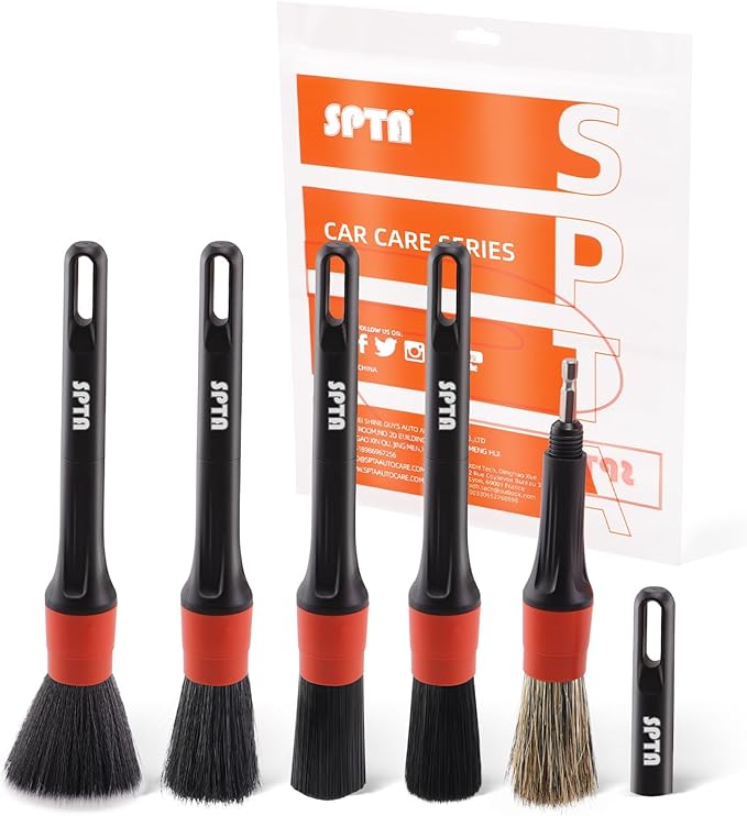 Car Drill Brush, Drill Brush Attachment SPTA 5Pcs Detachable Car Care Detailing by SPTA