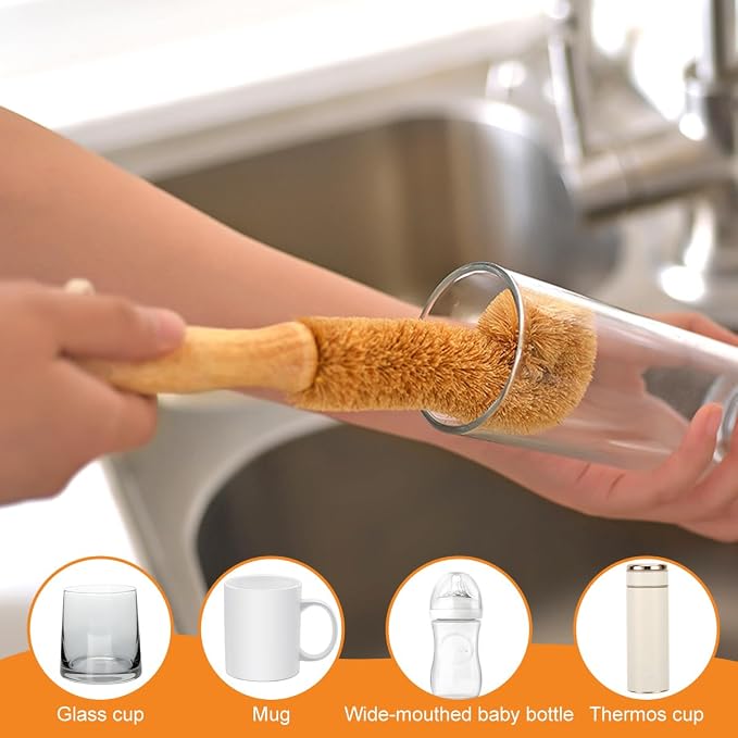 1Pcs Long Handle Scrubber with Bamboo Handle and Coconut Fibers Bristles - Image 6