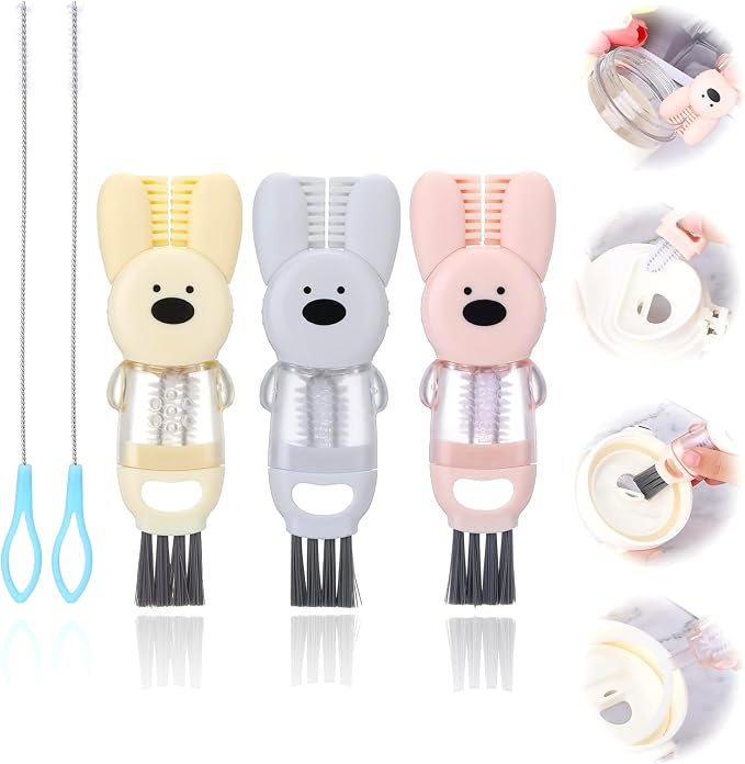 4 in 1 Water Bottle Brush, Cute Rabbit Cup Lid Cleaning Brush Tool Set by Unknown