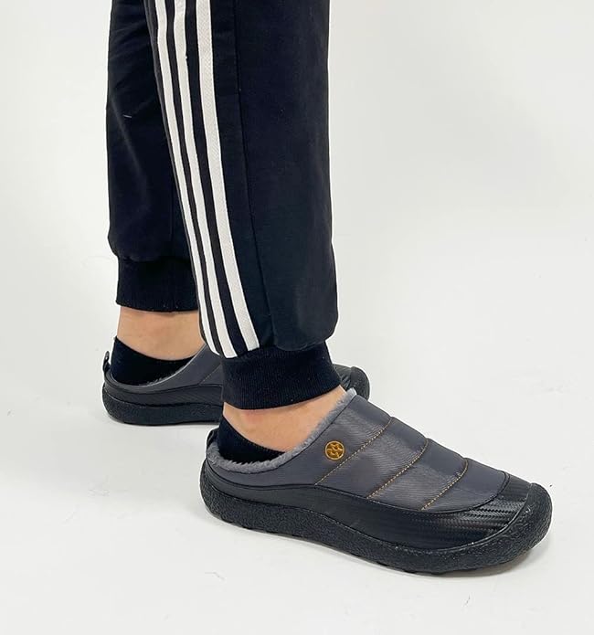 Womens Mens House Slippers Slip on Snow Winter Warm Fully Fur Lined Slippers - Image 7