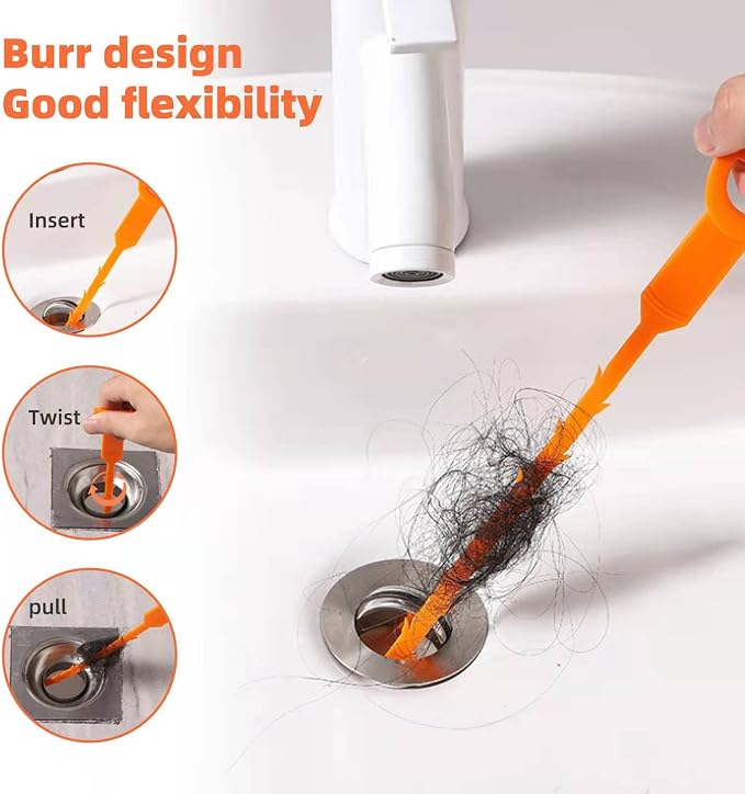 3 Pack 25 Inch Hair Snake Hair Drain Clog Remover Cleaning Tool Drain Opener - Image 6