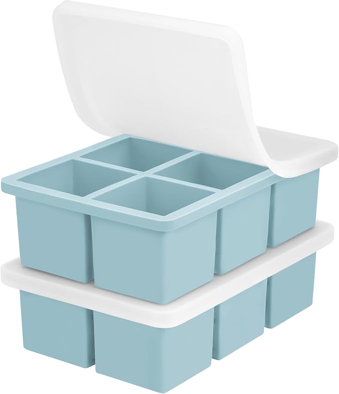 Large Silicone Ice Cube Tray 3Pack, SAWNZC Big Square Ice Cube Molds by SAWNZC