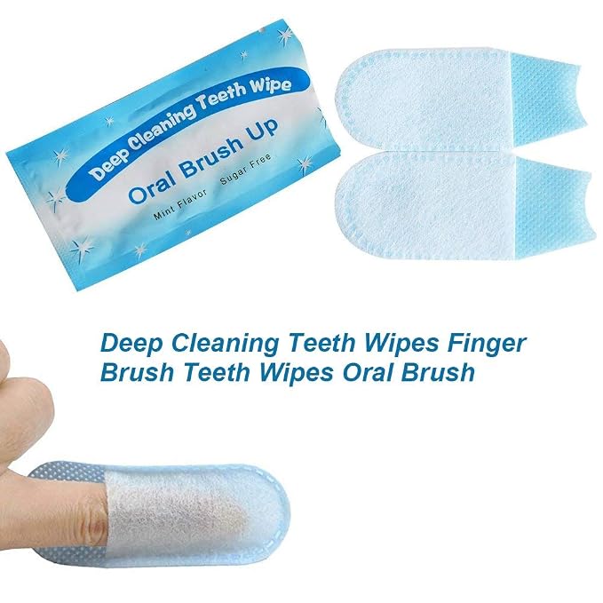 100pcs Disposable Textured Deep Cleaning Teeth Wipes Finger Brush Oral Brush - Image 8