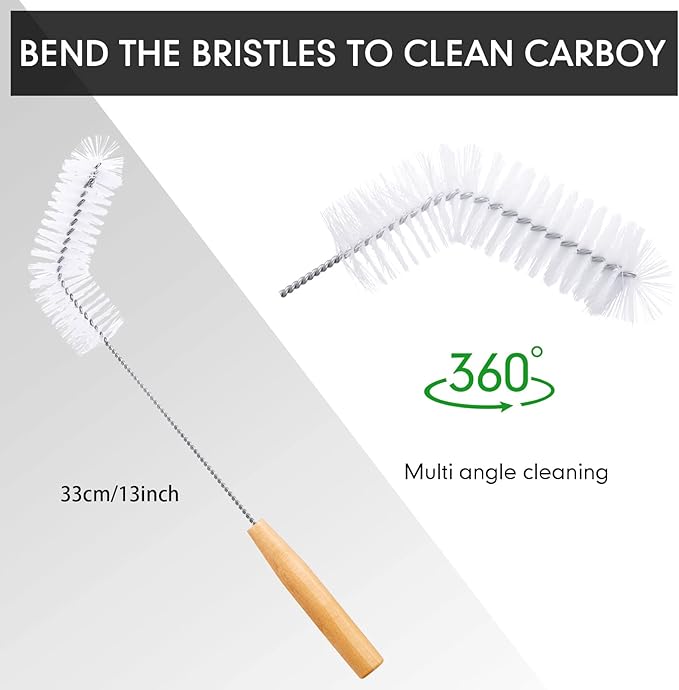 2 Pieces Nylon Carboy Cleaning Brush 13 Inch Long Gallon Jug Brush - Image 3