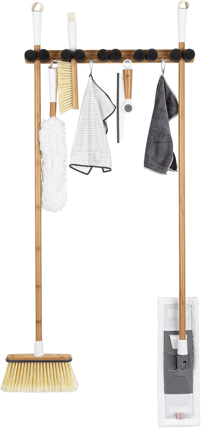 Full Circle Get A Grip, Wall-Mounted Mop and Broom Organizer, Lightweight Bamboo - Image 6