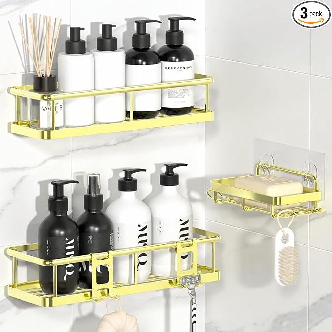 YASONIC Shower Caddy Adhesive, No Drill Bathroom Shower Organizers, by YASONIC