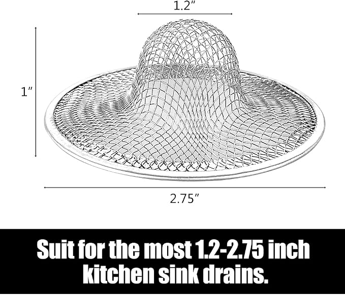 10pcs Mesh Sink Strainer, 2.75" Top/1" Stainless Steel Slop Basket Filter Trap - Image 2