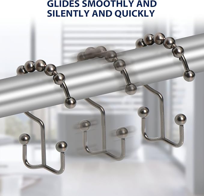 Shower Curtain Hooks, Sturdy Stainless Steel Double Sided Shower Hooks Rings - Image 5