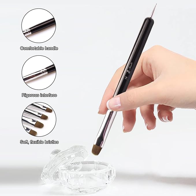 French Nail Brush, YIHUALE 2 Way French Gel Acrylic Nail Art Kolinsky Brush - Image 5